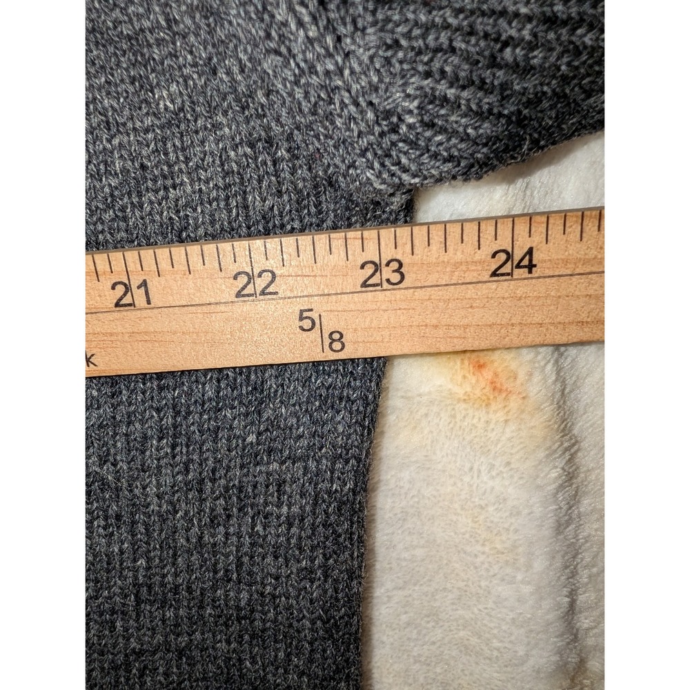 L.L. Bean Sweater Mens Medium Gray Shetland Wool Elbow Patch Crewneck Pullover - Picture 5 of 10